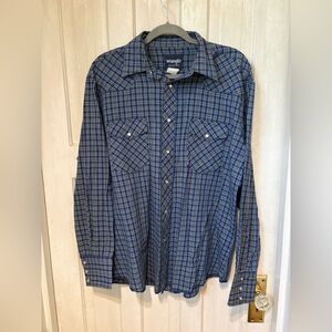 Wrangler Men's Casual Blue Checkered Shirt